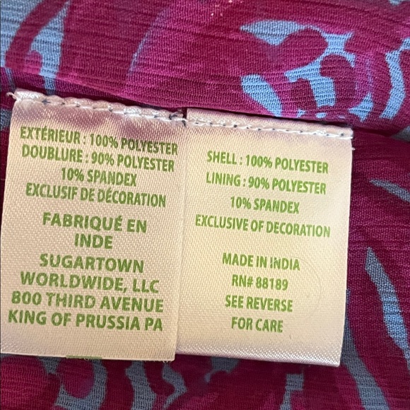 Lilly Pulitzer embroidered kaftan Burgundy/ blue size L/XL , full nude slip nwt - Picture 8 of 11